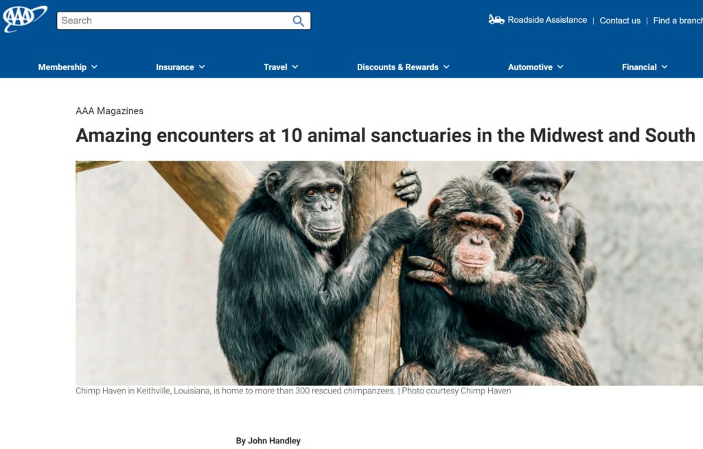 AAA Animal Sanctuaries in the Midwest and South article