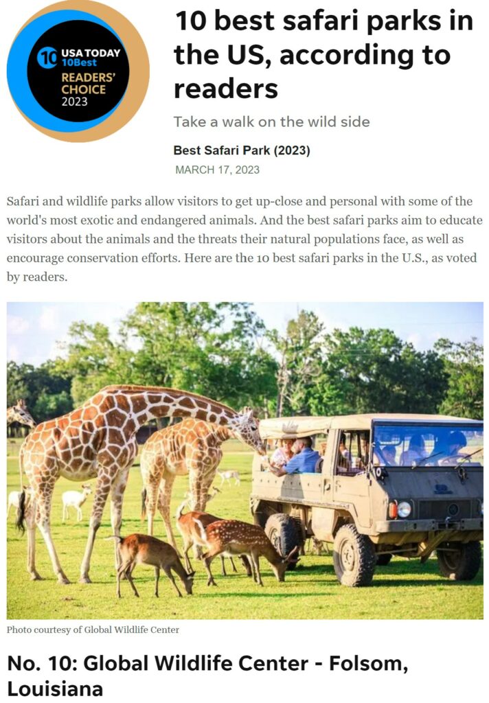 global wildlife wins usa today's 10 best award article